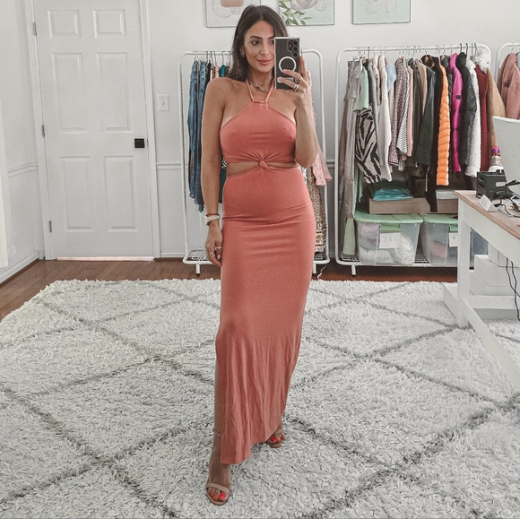 Abercrombie and Fitch mauve bodycon cutout maxi dress nwt - Picture 2 of 10